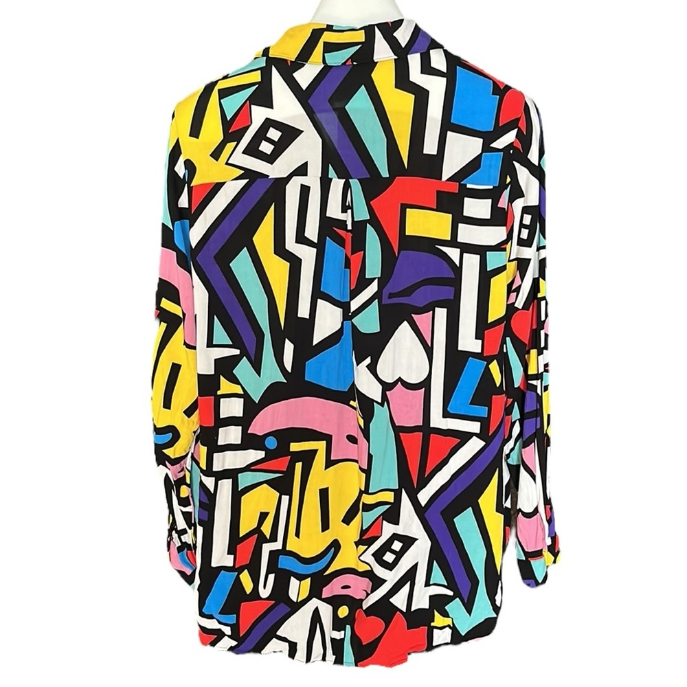 Big Dart Abstract Art long sleeve button down blo… - image 7